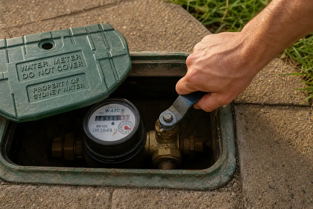 Turning off the mains tap at a Sydney Water meter